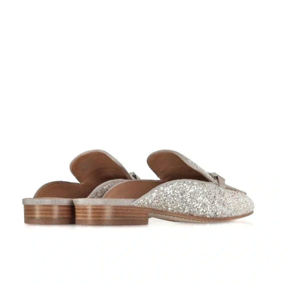 TORY BURCH Amelia Glitter Silver Mules - Picture 4 of 8